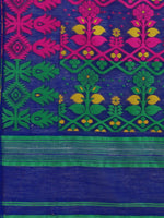 Thumbnail for Kalini Navy Blue & Multi Color Floral Printed Silk Cotton Jamdani Saree - Distacart