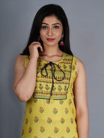 Thumbnail for Kalini Women Mustard Yellow Quirky Printed Mirror Work Kurta - Distacart