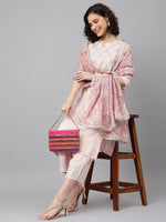 Thumbnail for Khushal K Gotta Patti Notched Neck Kurta with Trousers & Dupatta - Distacart