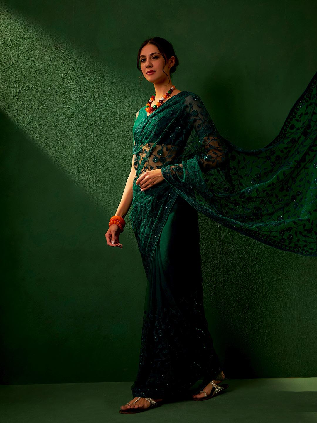 Sangria Embroidered Sarees - Distacart