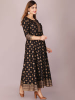 Thumbnail for Kalini Women Black & Gold-Toned Ethnic Motifs Printed Anarkali Kurta - Distacart