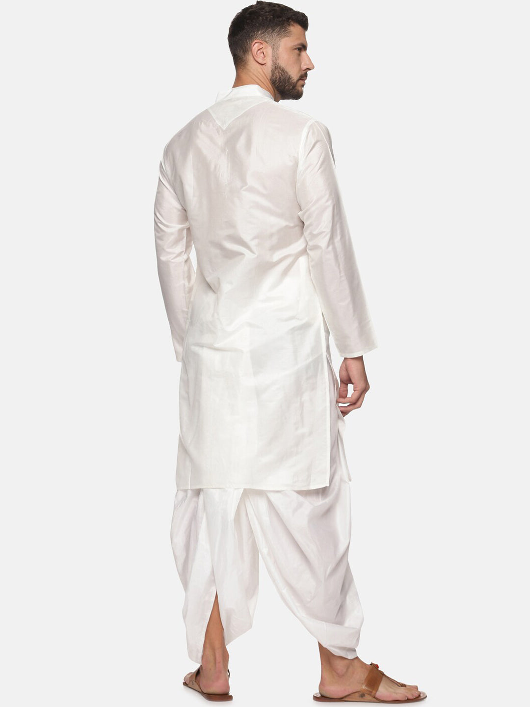 Sethukrishna Men White Solid Kurta with Dhoti Pants - Distacart