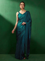 Thumbnail for Sangria Striped Embellished Satin Beads and Stones Saree - Distacart