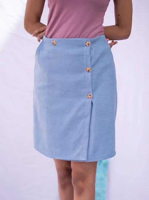 Diva Globe Blue Over Lap Skirt - Distacart