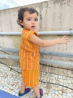 Thumbnail for Mhyssa Motto Yellow and Red Half Sleeve T-shirt With Shorts Set For Kids - Distacart