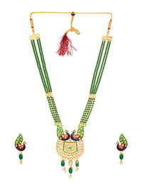 Thumbnail for Cardinal Gold-Plated Green Studded Jewellery Set - Distacart