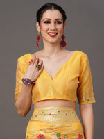 Thumbnail for Mitera Floral Organza Banarasi Zari Saree With Blouse Piece - Distacart