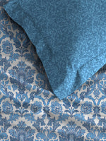 Thumbnail for MYTRIDENT Blue White Ethnic Motifs Pure Cotton 120 TC Queen Bedsheet With 2 Pillow Covers - Distacart