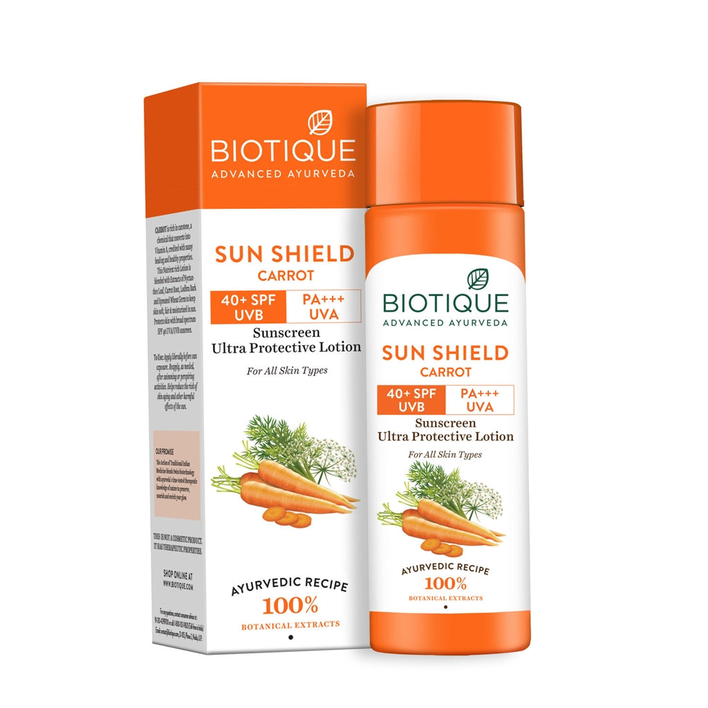 Biotique Advanced Ayurveda Bio Carrot 40+ SPF UVA/UVB Sunscreen Ultra Soothing Face Lotion - Distacart