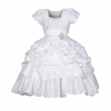 Asmaani Baby Girl's White Colour Satin A-Line Maxi Full Length Dress (AS-DRESS_22120) - Distacart