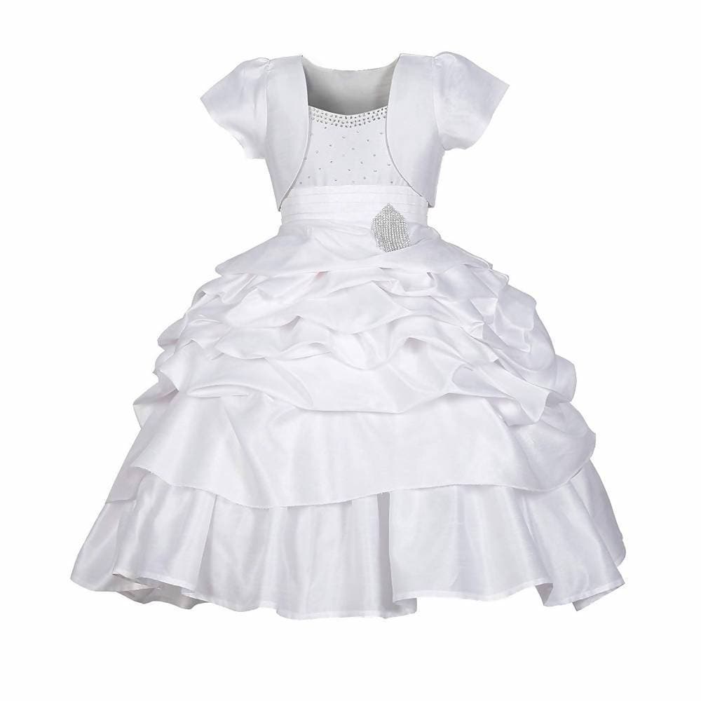 Asmaani Baby Girl's White Colour Satin A-Line Maxi Full Length Dress (AS-DRESS_22120) - Distacart