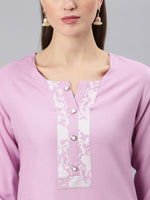 Thumbnail for Khushal K Women Lavender Printed Kurta with Palazzos - Distacart