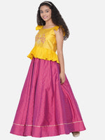 Thumbnail for NOZ2TOZ Mustard & Fuchsia Embroidered Ready to Wear Lehenga For Girls - Distacart