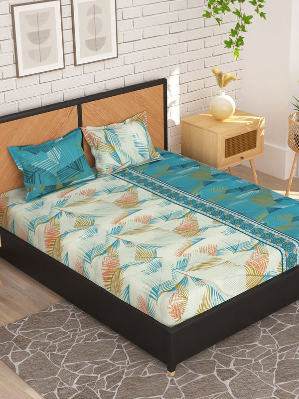 Story@home Blue & White Floral Microfiber 180 TC Queen Bedsheet With 2 Pillow Covers - Distacart
