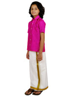 Thumbnail for Sethukrishna Boys Pink Shirt With Dhoti - Distacart