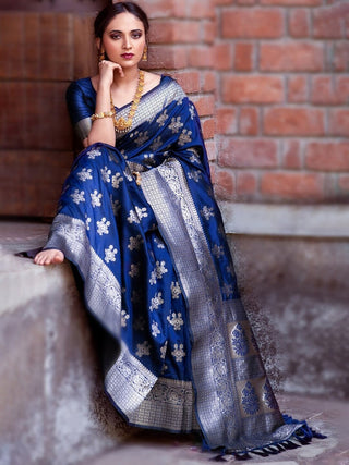 Kalini Floral Woven Design Zari Banarasi Saree - Distacart