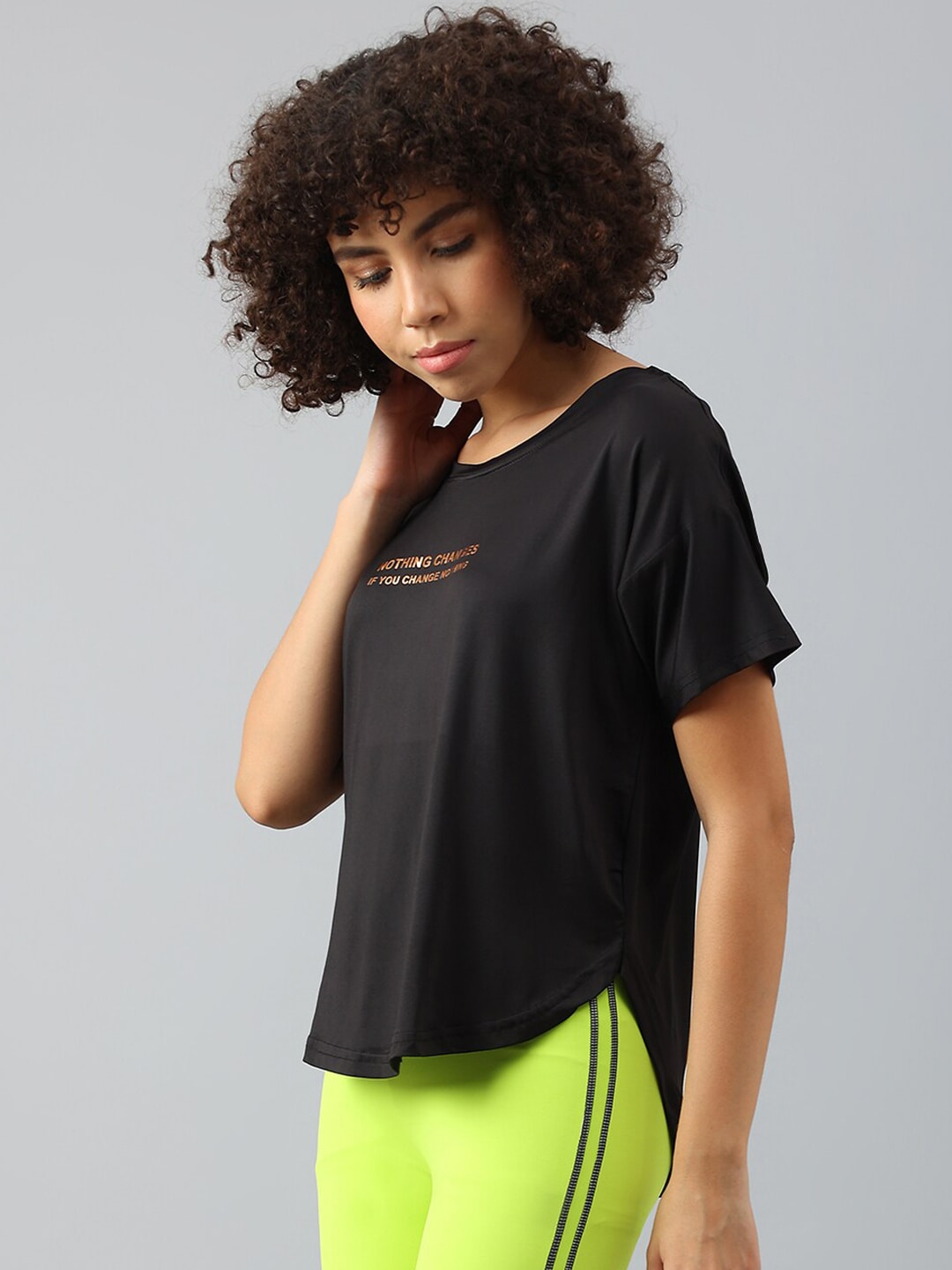 MKH Women Typography Printed Dri-FIT Sports T-shirt - Distacart