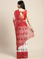 Thumbnail for Saree Mall White & Red Printed Bandhani Sarees - Distacart