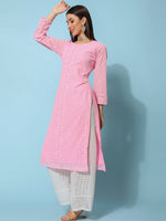 Thumbnail for Kalini Ethnic Motifs Embroidered Chikankari Georgette Straight Kurta - Distacart