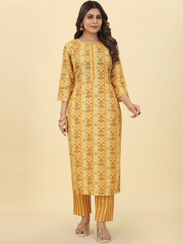 Kalini Ethnic Motifs Printed Kurta With Trousers - Distacart