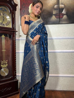 Thumbnail for Kalini Ethnic Motifs Woven Design Zari Detailed Banarasi Saree - Distacart