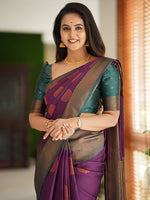 Thumbnail for Kalini Ethnic Motif Woven Design Zari Pure Silk Kanjeevaram Saree - Distacart
