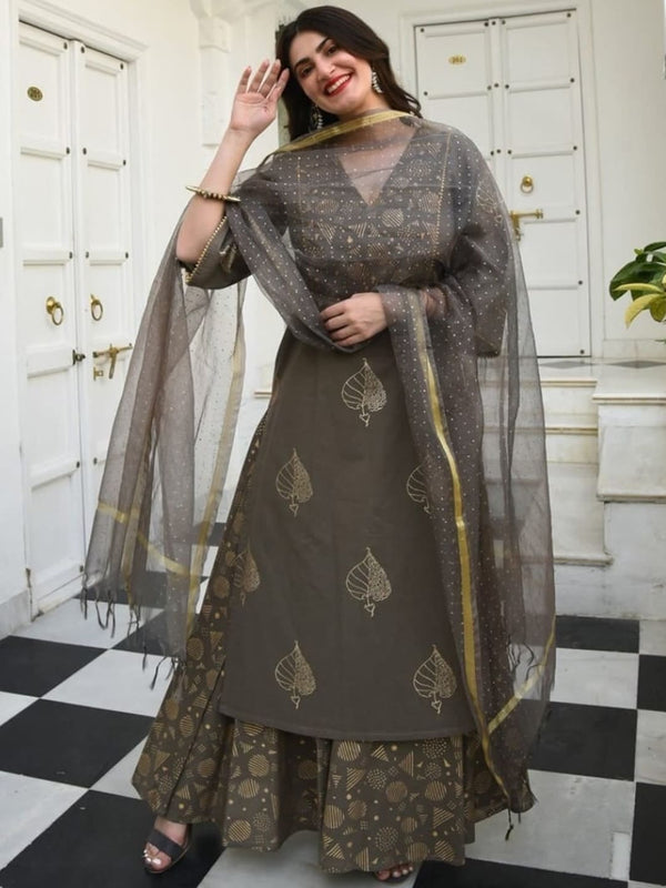 Kalini Floral Printed Regular Kurta With Palazzos & Dupatta - Distacart