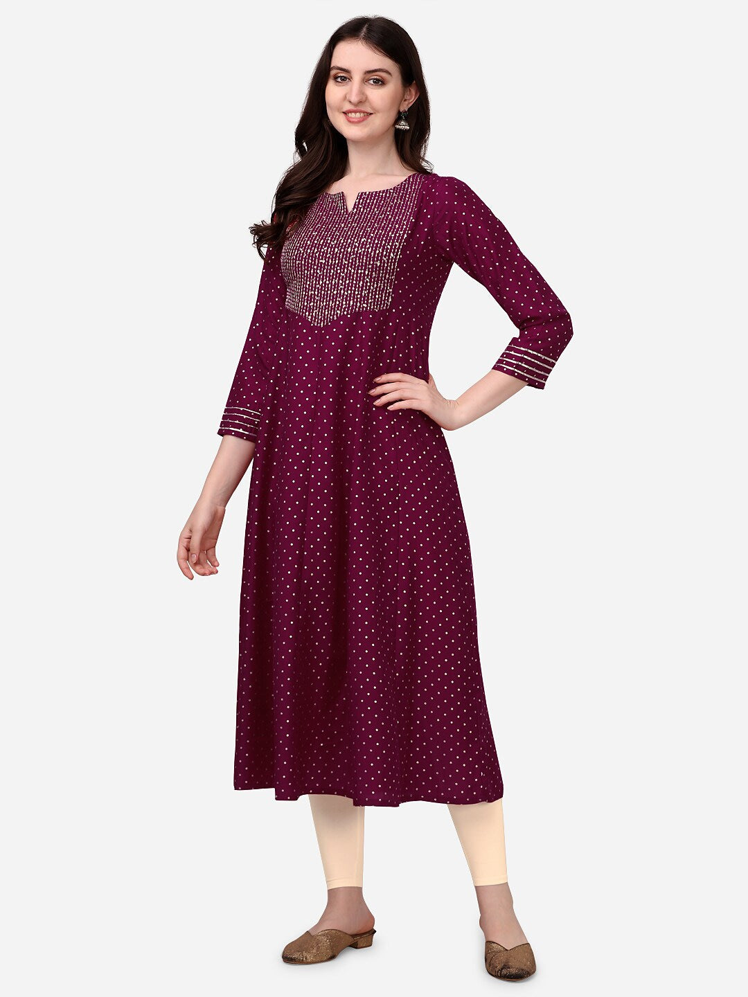 HERE&NOW Polka Dots Printed Anarkali Kurta - Distacart