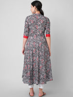 Thumbnail for Kalini Women Red Floral Printed Thread Work Handloom Anarkali Kurta - Distacart