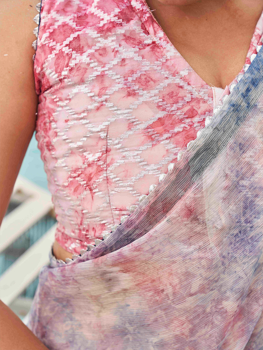 Tikhi Imli Tie and Dye Gotta Patti Chiffon Saree - Distacart