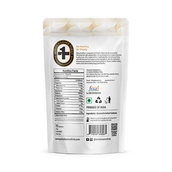 Wholesome First Roasted & Salted Cashews - Distacart