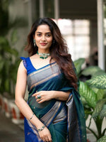 Thumbnail for Kalini Geometric Woven Design Zari Banarasi Saree - Distacart