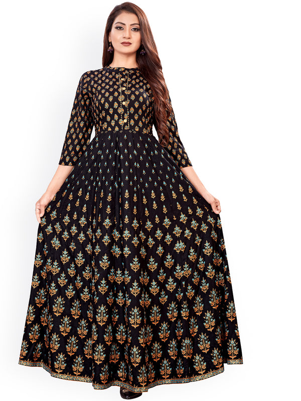 Kalini Women Black & Red Ethnic Motifs Anarkali Kurta - Distacart