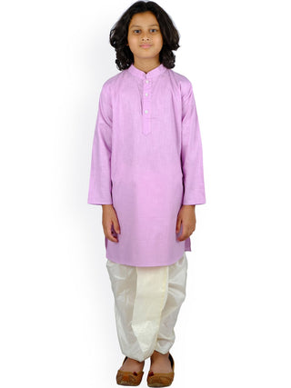 Sethukrishna Boys Purple and White Pure Cotton Kurta with Dhoti Pant - Distacart