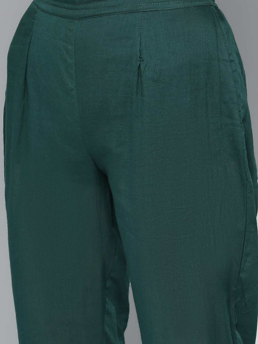 HERE&NOW Women Green & White Ethnic Motifs Embroidered Kurta with Trousers & With Dupatta - Distacart