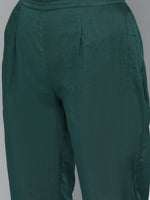 Thumbnail for HERE&NOW Women Green & White Ethnic Motifs Embroidered Kurta with Trousers & With Dupatta - Distacart