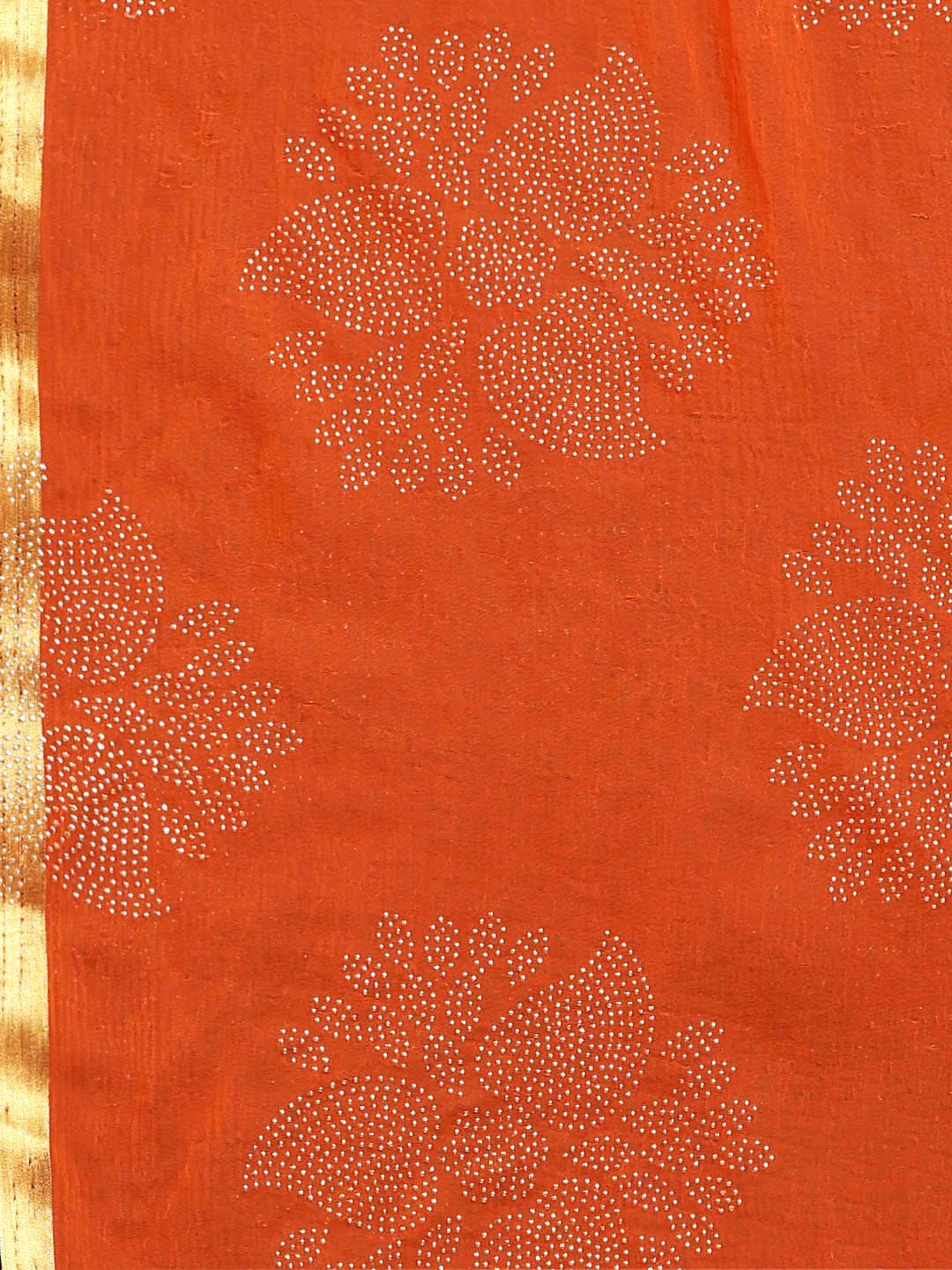 Saree Mall Orange & Golden Printed Saree - Distacart