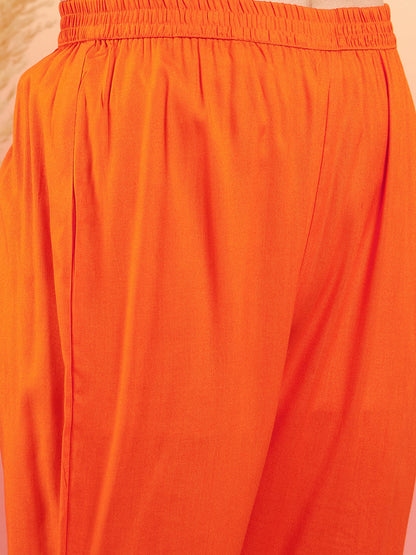 InWeave Women's Orange Sequance Patch Work Kurta Set - Distacart