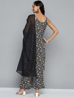 Thumbnail for HERE&NOW Women Floral Printed Regular Pure Cotton Kurta with Palazzos & Dupatta - Distacart