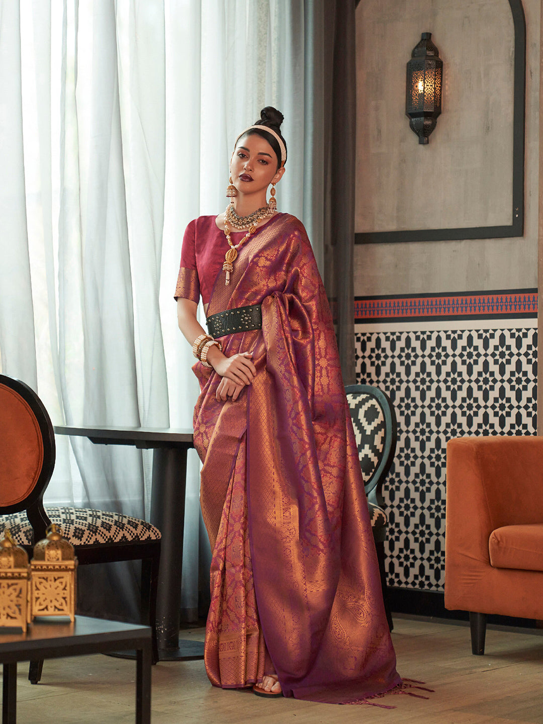 Mitera Floral Motif Woven Design Zari Pure Silk Saree - Distacart