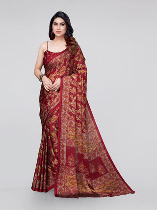 Kalini Women Red & Yellow Floral Saree - Distacart