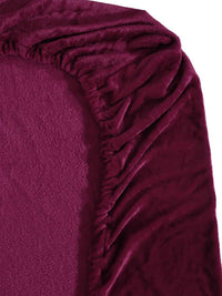 Thumbnail for KLOTTHE Maroon 300 TC Woolen Fitted Double King Bedsheet With 2 Pillow Covers - Distacart