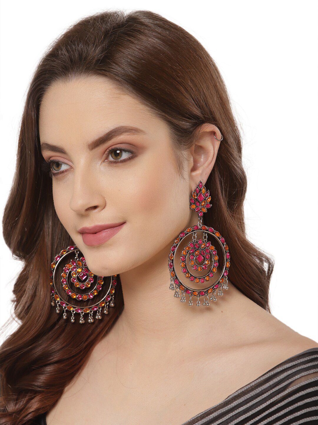Shining Diva Multicoloured Oxidised Contemporary Drop Earrings - Distacart