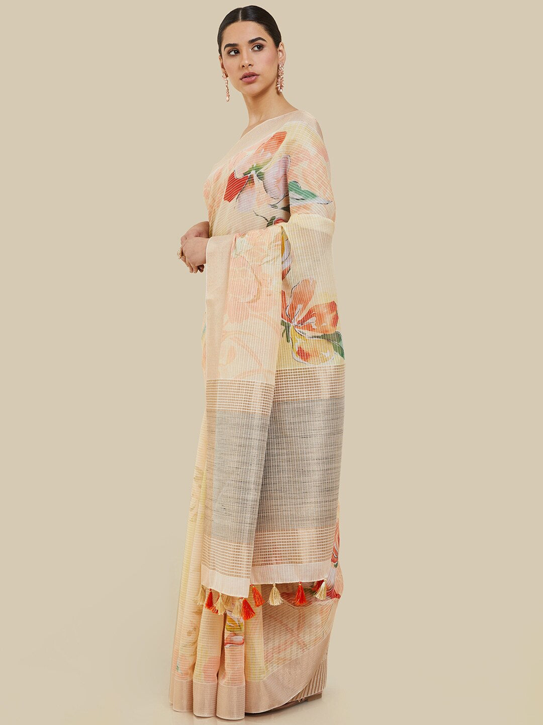 Soch Floral Printed Zari Saree - Distacart