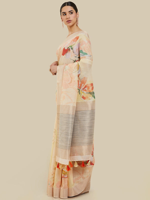 Soch Floral Printed Zari Saree - Distacart
