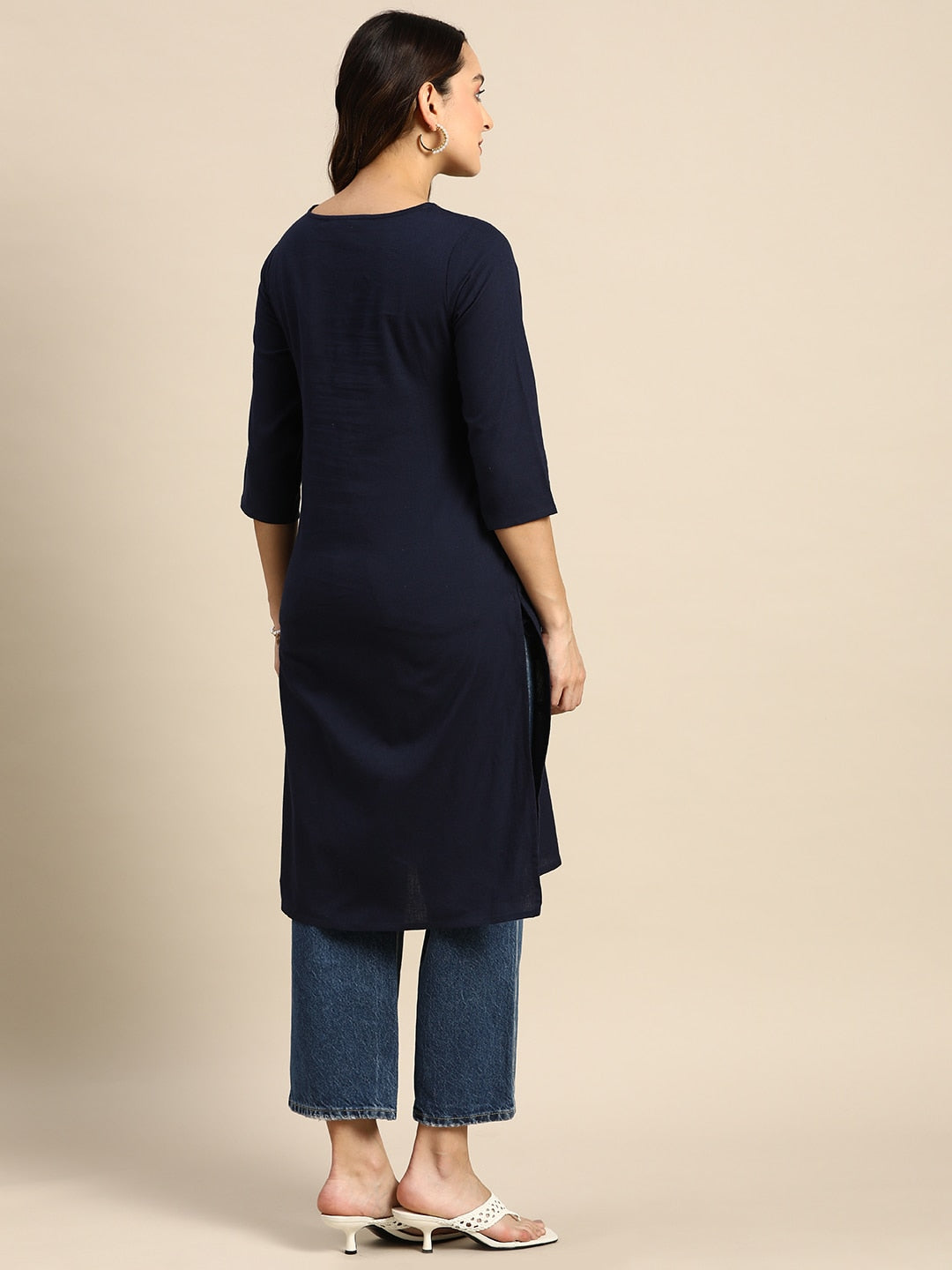 Sangria Women Geometric Yoke Design Kurta - Distacart