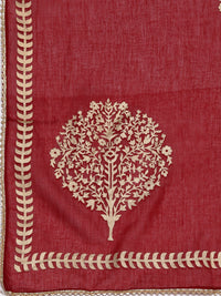 Thumbnail for Libas Maroon Angrakha Pure Cotton Kurta with Palazzos & With Dupatta - Distacart