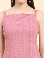 Thumbnail for Kalini Ethnic Motifs Embroidered Chikankari Georgette Kurta - Distacart