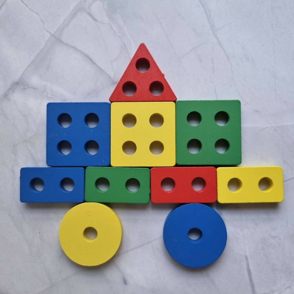 Nesta Toys Shape Sorter | Stacker | Lacing Toy - Multicolor - Distacart