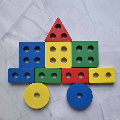 Nesta Toys Shape Sorter | Stacker | Lacing Toy - Multicolor - Distacart